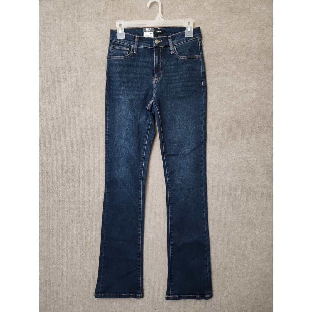 Express Bootcut Jeans Womens 6 Blue Dark Wash Stretch NEW